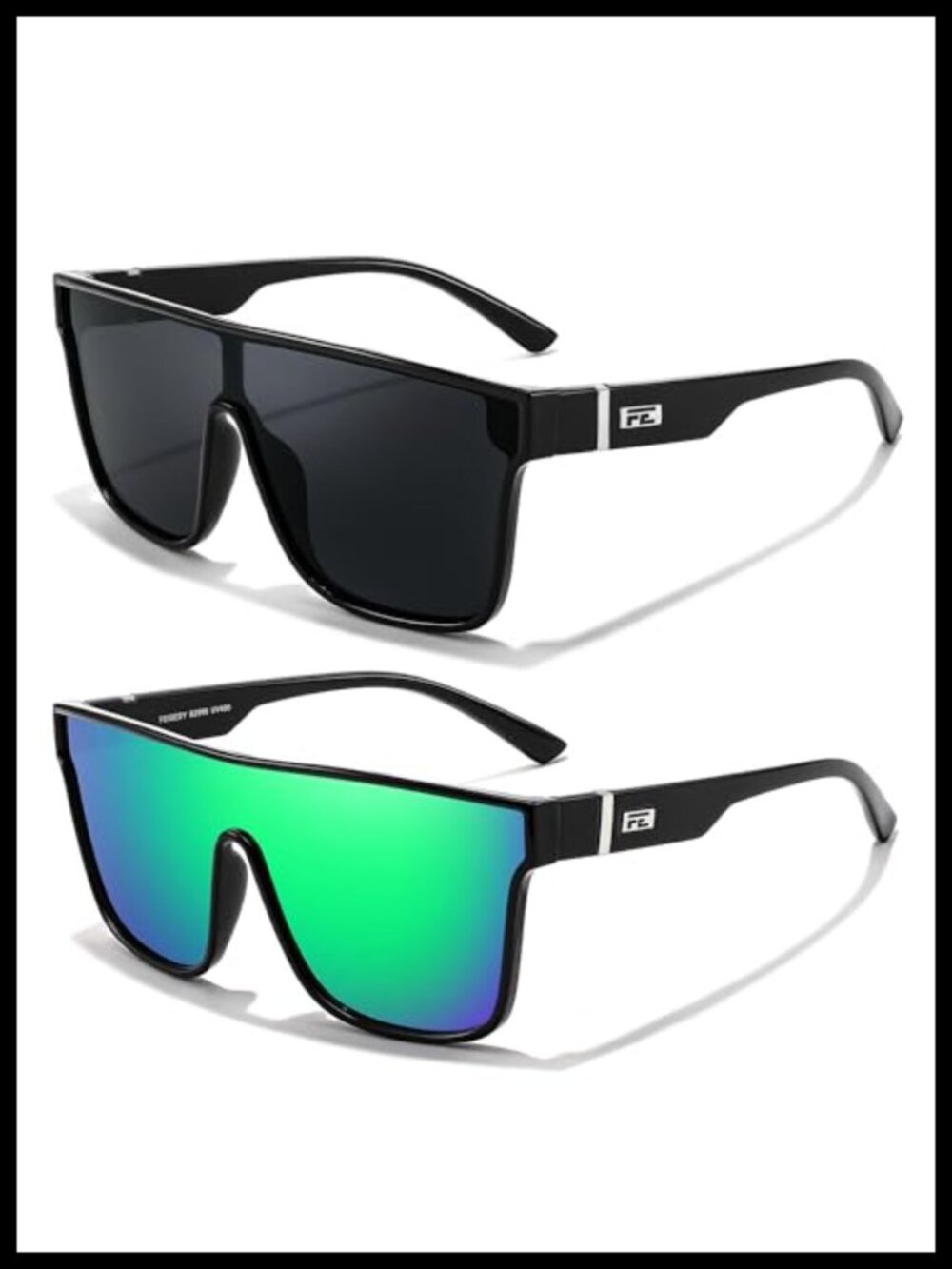 Oversized Square Mirrored Sunglasses UV400 Protection